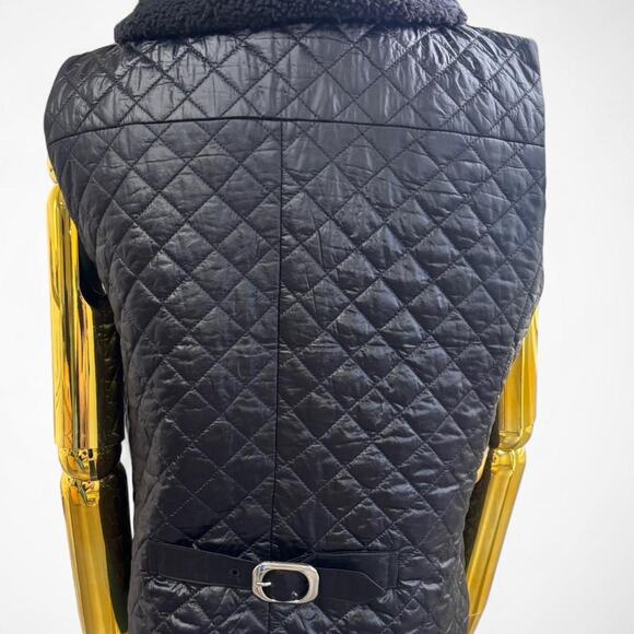 WHBM Black Quilted Faux Shearling Vest (Size M) - Picture 6 of 8